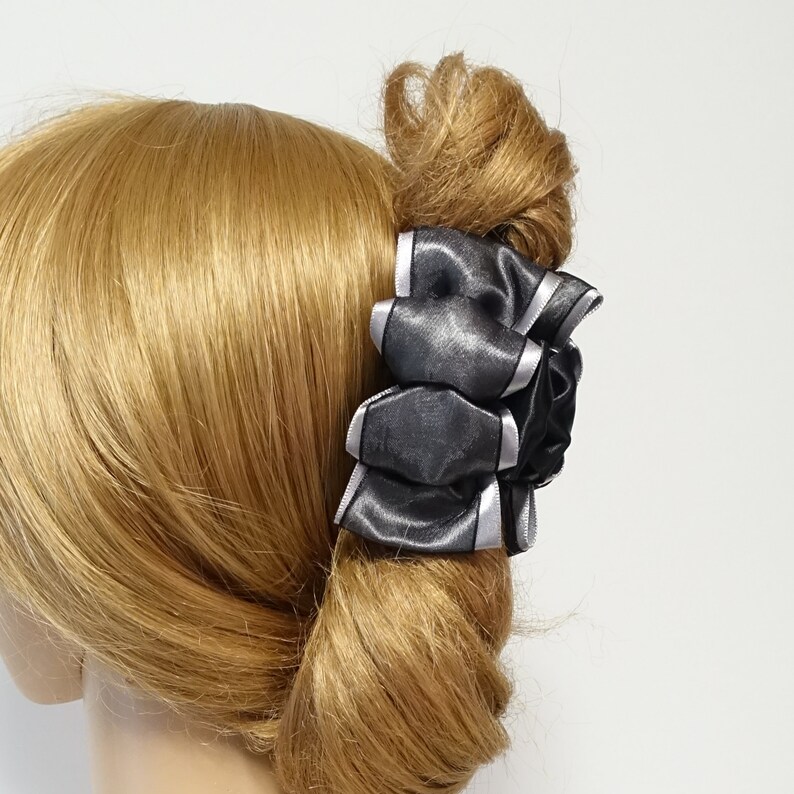 Satin Bow Mesh Wrap Flat Style Hair Jaw Claw Clip Women Hair Etsy