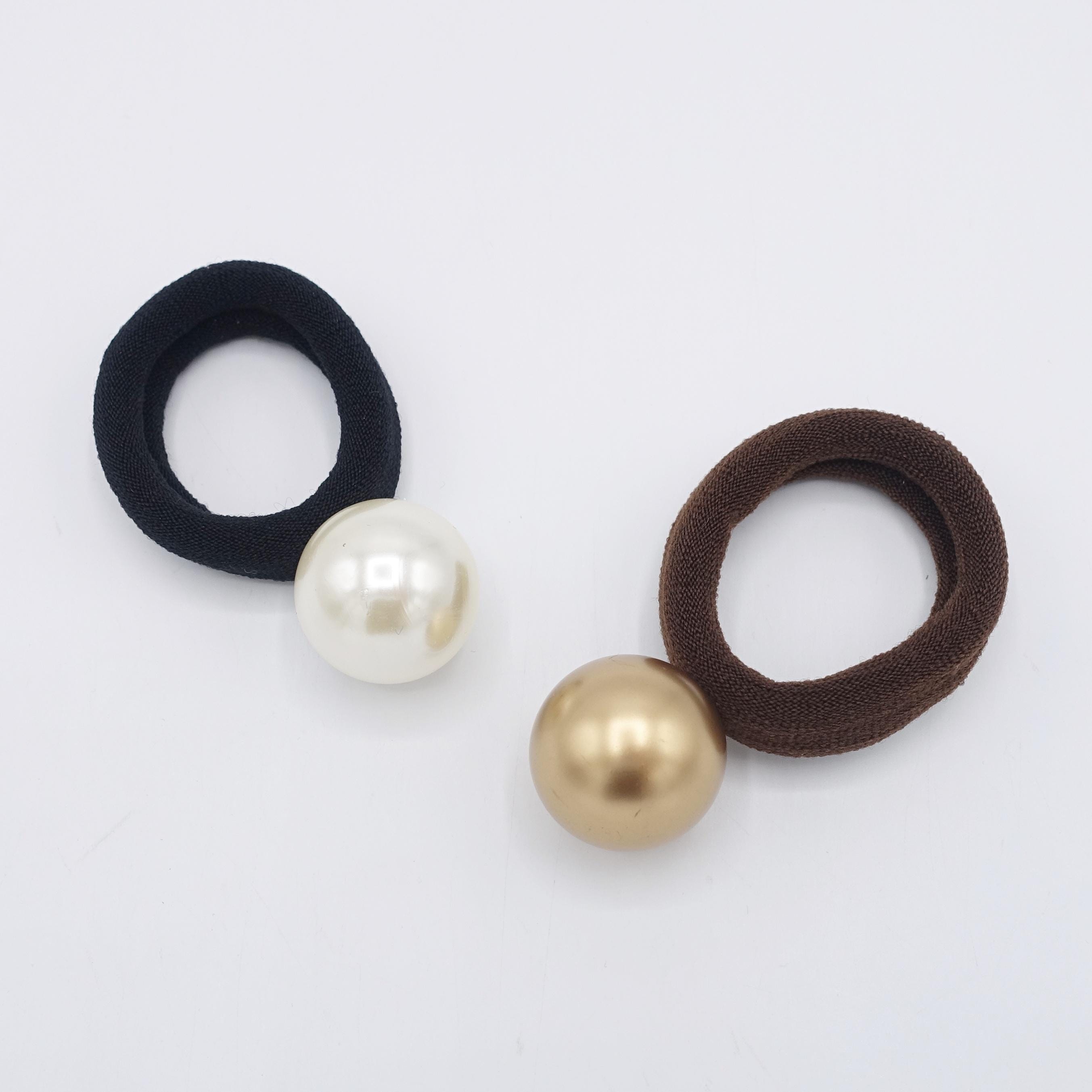 Faux Pearl Hair Tie Set: Elegant Ponytail Holders, Chunky  display picture 1