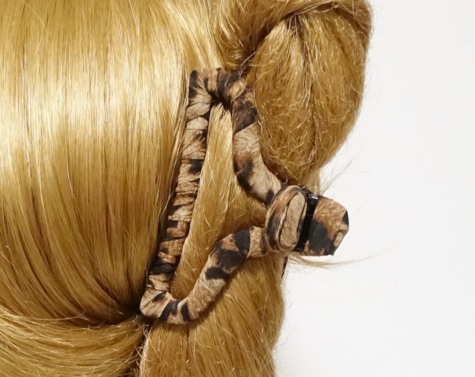 leopard print pattern wrapped hair claw clip women updo hair accessory