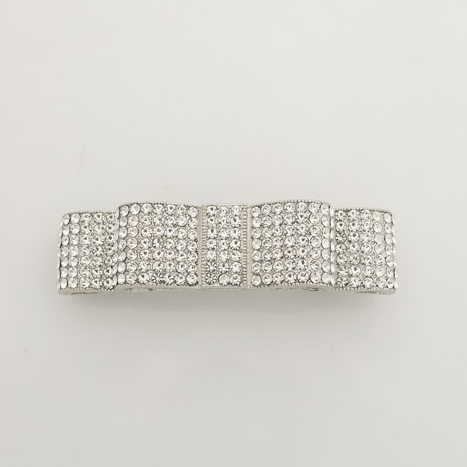Jewel Layered Hair Bow Octant Rhinestone Decorated French Hair Barrette ...
