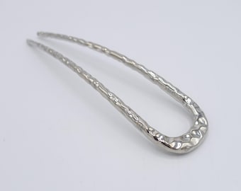 Metal Hair Fork: hammered pattern