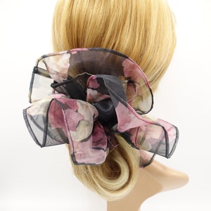 mammoth floral oversized scrunchies organza big hair elastic tie scrunchy for women