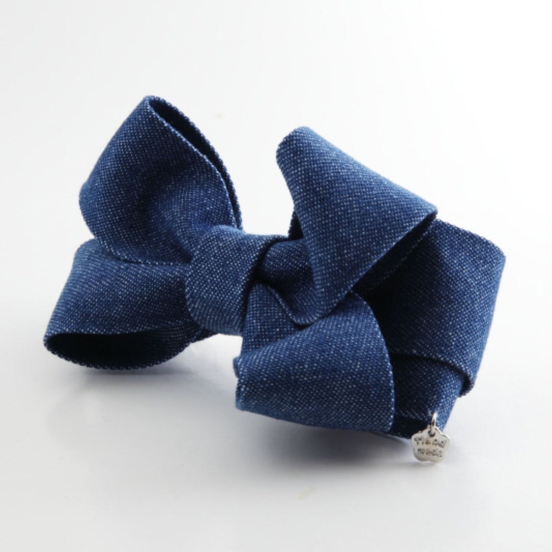 Denim Hair Bow Barrette: Women's Jean Texture Accessory - Etsy