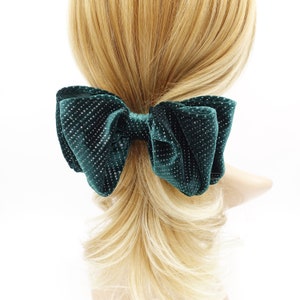 shimmer velvet hair bow double layered bling hair accessory for women