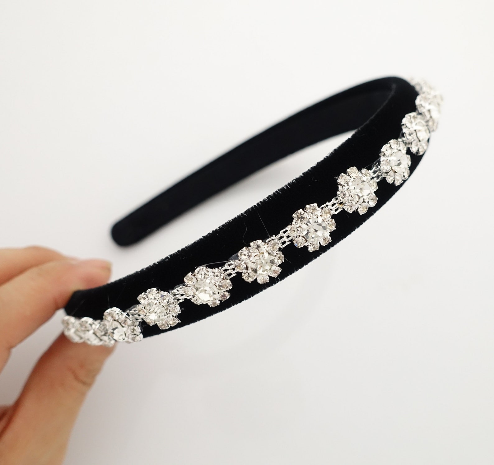 Rhinestone Embellished Velvet Hairband Luxury Dazzling Woman - Etsy