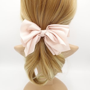 satin layered hair bow french hair barrette