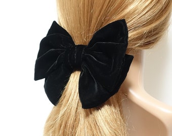 Pasador de lazo de terciopelo de seda negra: accesorio francés en capas para el cabello