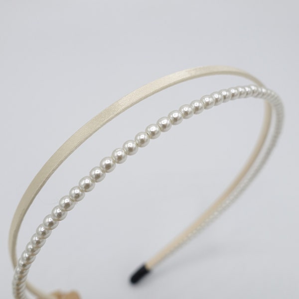 Tan Leather/Pearl Headband main image 0