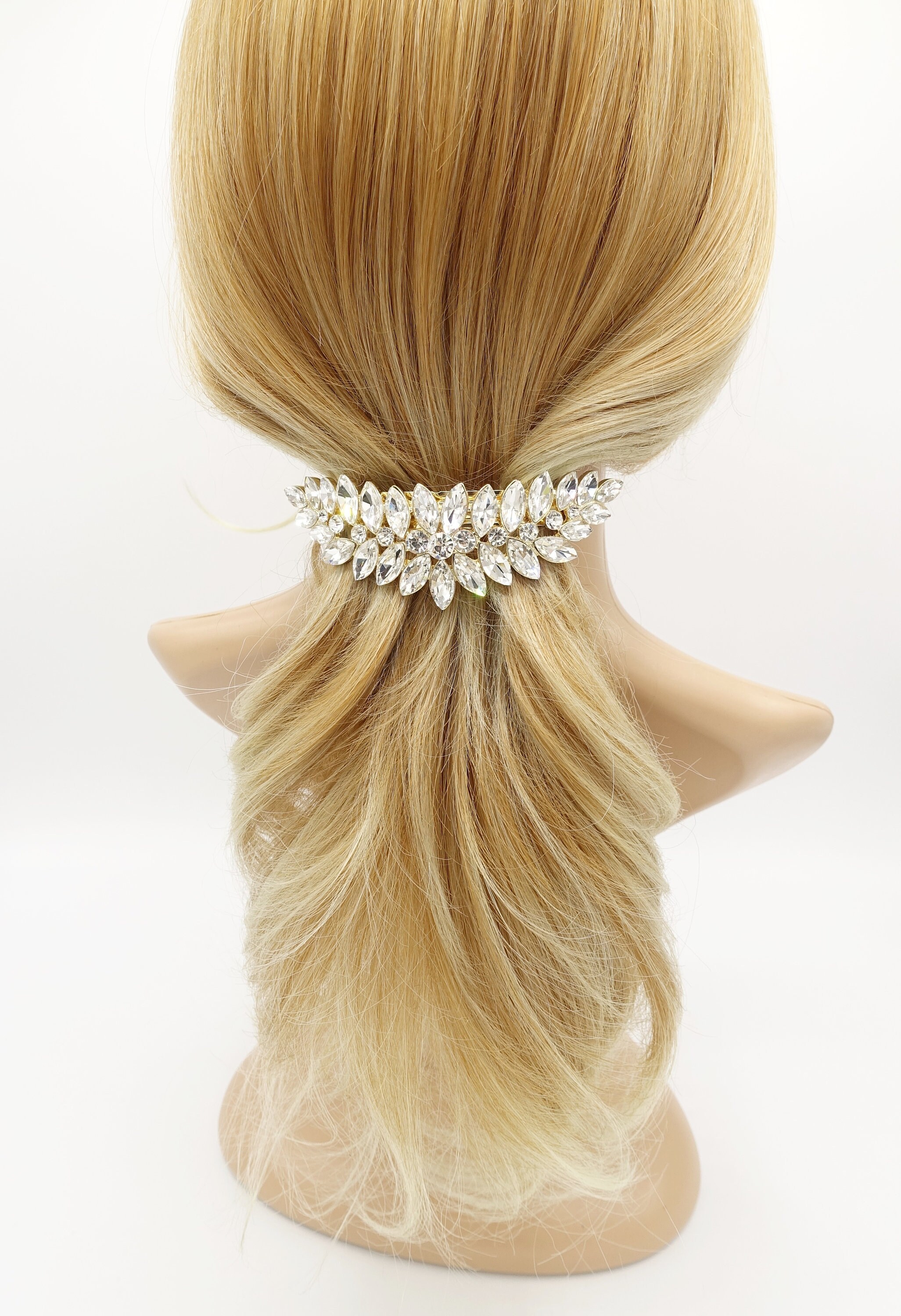 Forcina per capelli con cristalli neri: fermaglio per capelli con strass da sposa - Italia