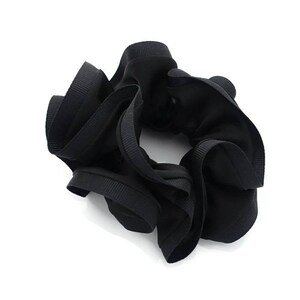 Grosgrain Trim Satin Hair Scrunchies Hair Elastics for Woman Czarny