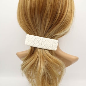 faux straw threaded rectangle hair barrette natural hair accessory image 3