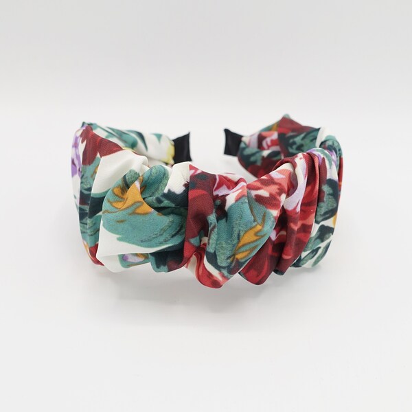 großes Blumen Print Stirnband Plissee Haarband bunter Haarschmuck für Frauen