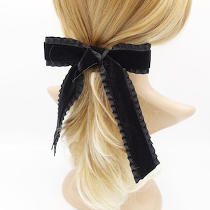 velvet layered frill hair bow Fall Winter hair accessory for women