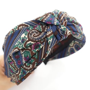 paisley front knot headband intense color pattern woman hair accessory