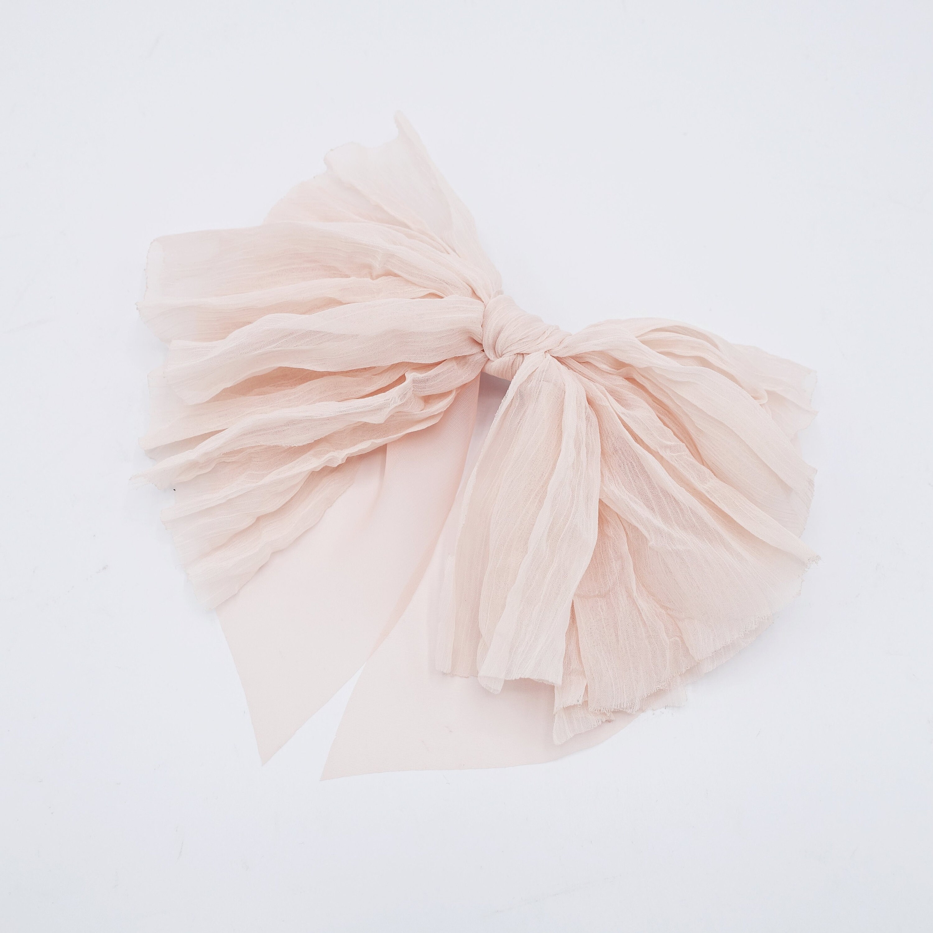 Crinkled Chiffon Bow Layered Droopy Hair Bow Women Hair