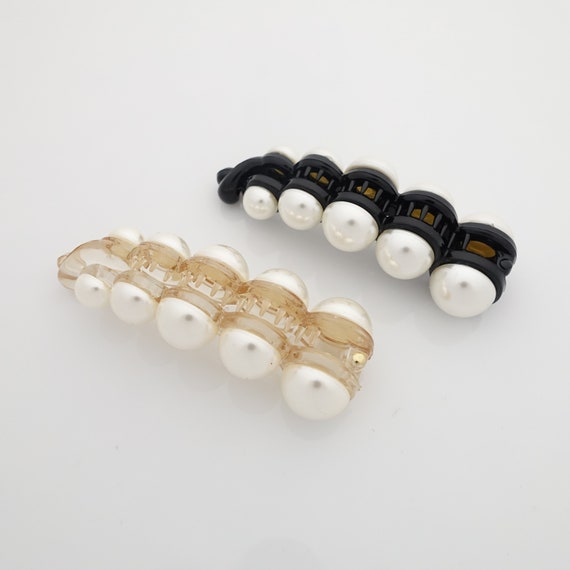 Banana Hair Clip with Pearl Embellishments for Women Pearl Flower Banana Hair Clip: Elegant Hair Accessory - Etsy main image 4