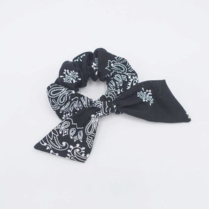 cotton paisley print bow knot scrunchies casual hair tie for women