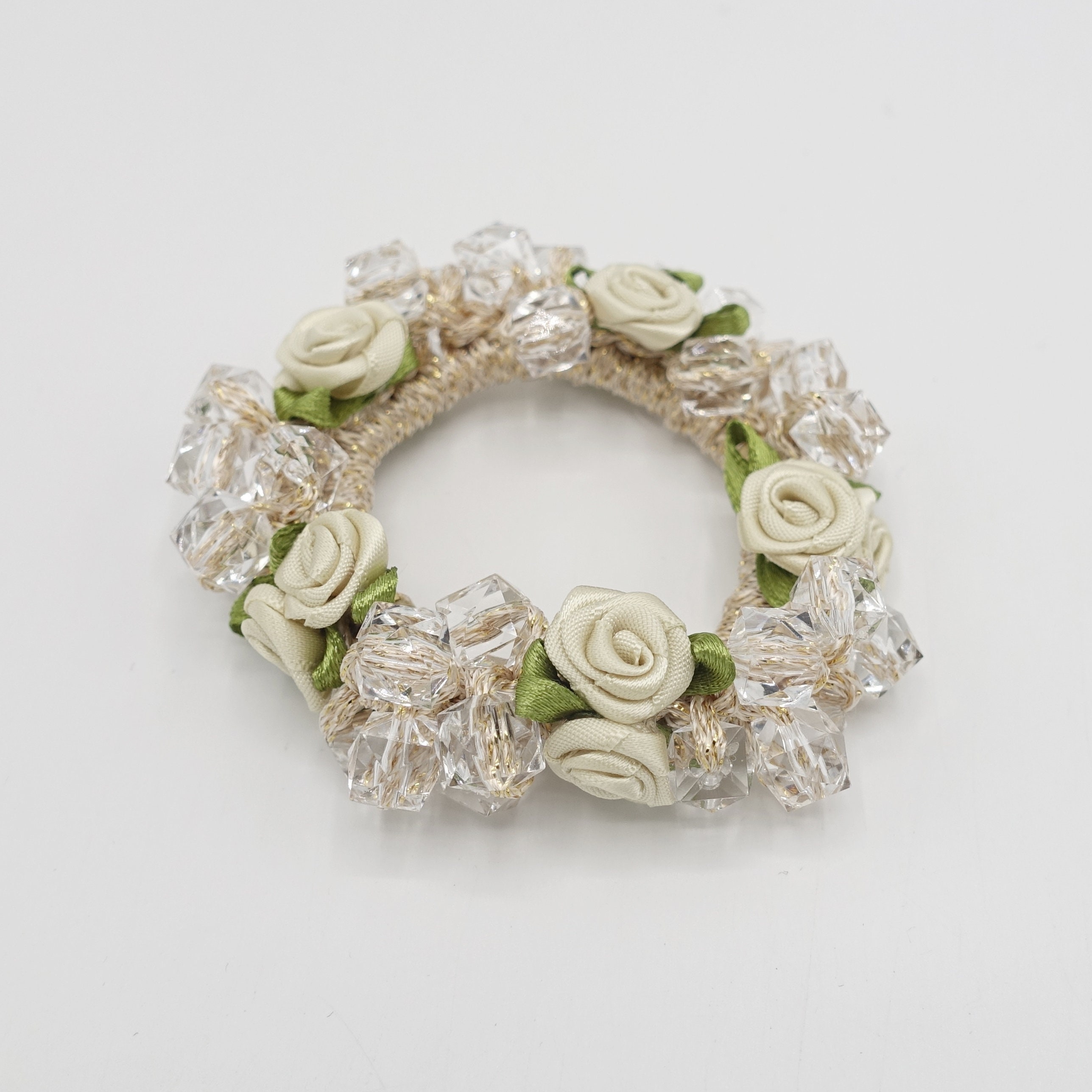 Mini Rose Acrylic Beaded Scrunchies Hair Elastic Scrunchie