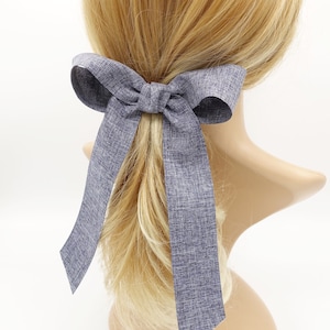 melange fabric long tail hair bow hair accessory for women