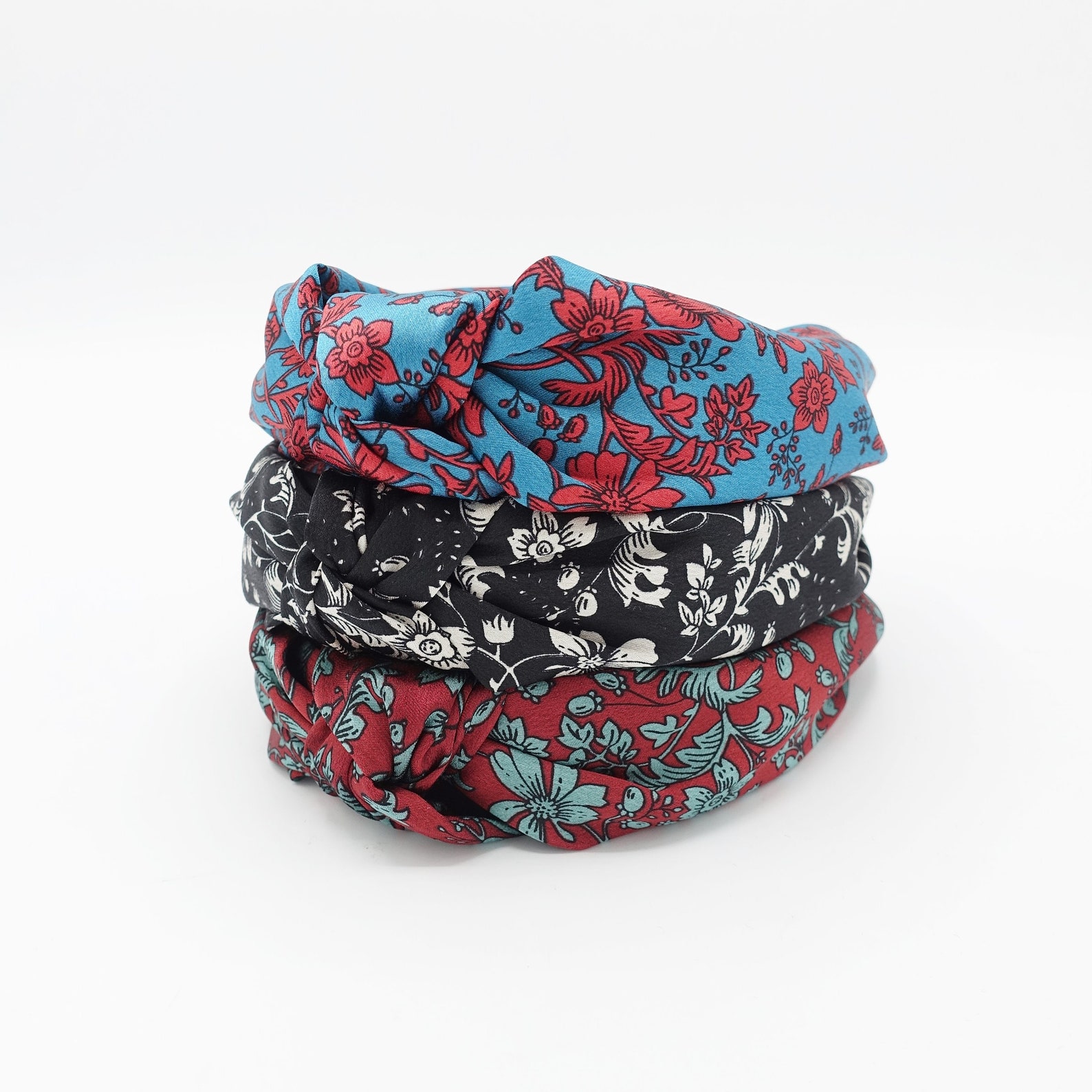 SILK THICK HEADBAND LIGHT BROWN FLOWER PRINT 239957