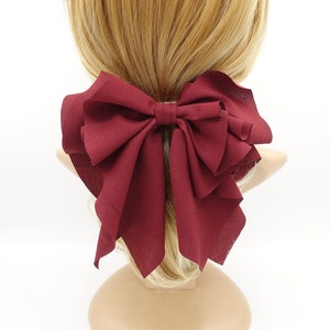 romance chiffon hair bow french barrette drape falling ruffle wave feminine style women hair clip image 4