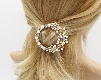 bridal pearl rhinestone hair clip flower hair accessory for women