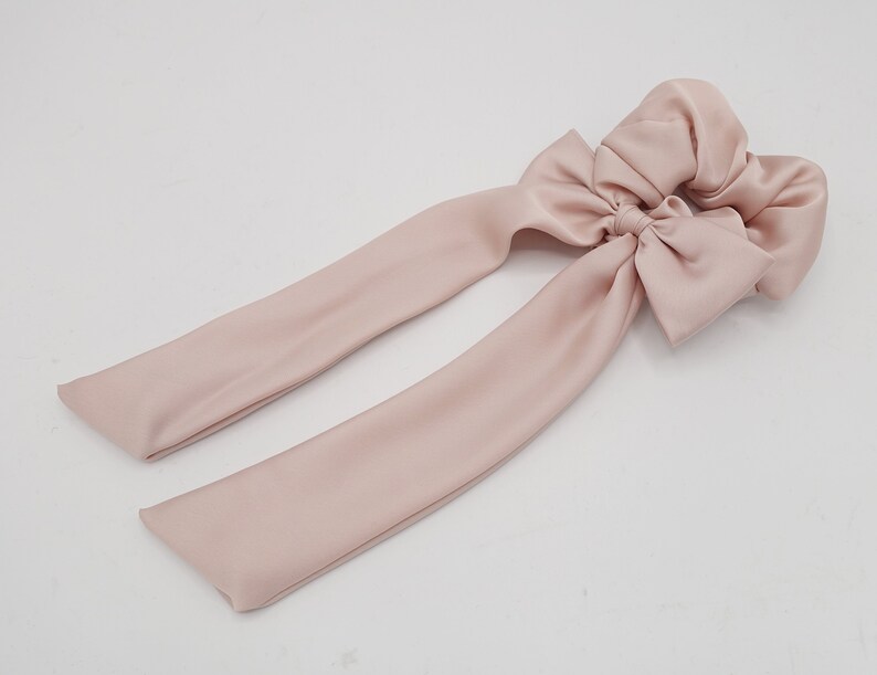 Glossy Satin Tail Bow Knot Scrunchies Hair Tie Elastic - Etsy