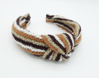 stripe knit headband top knot hairband stylish Fall Winter hair accessory for women