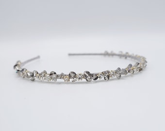 Serre-tête avec cristaux et strass : serre-tête avec perles fines