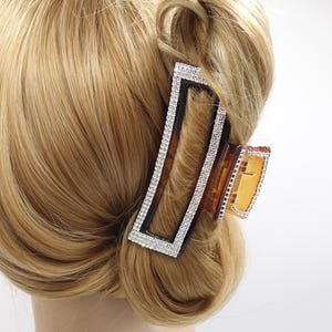trendy hair claw rectangle rhinestone embellished hair clamp VeryShine hair accessory for women