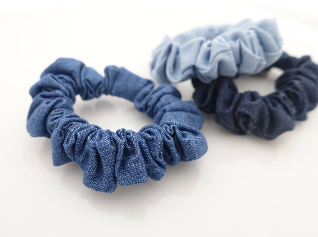 Blue Jean Haargummis Aus Denim-Stoff, 3er Set – Elastische Haarbänder Im Jeans-Look | Für Lässige Frisuren