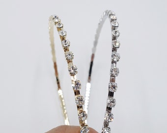 rhinestone embellished metal thin headband