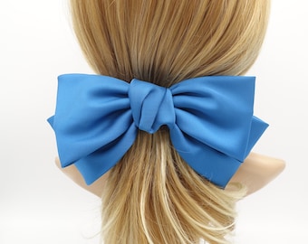 Texas satin hair bow very big satin simple bow french hair barrette for Women