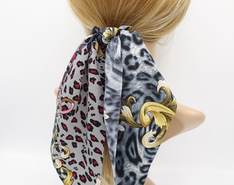 Paisley-Seiden-Haargummis Mit Band – Chiffon Scrunchies, Floraler Druck – 2-in-1 Design Als Haarband & Armband
