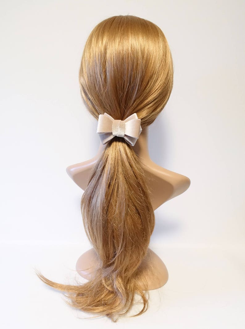 Velvet 3 wings Hair Bow Elastic Ponytail Holder Etsy