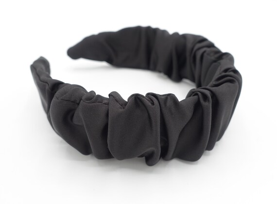 Solid Ruched Wide Minimalist Headband Set 2Pcs Solid Ruched Knotted Wide Headband Fashion Top Knot  main image 3