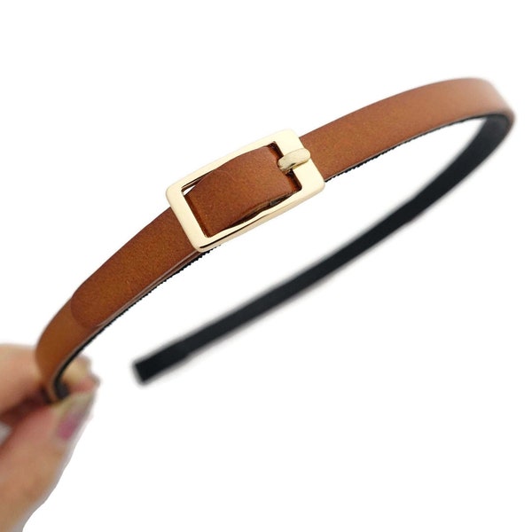 thin buckle leather headband simply style woman hairband