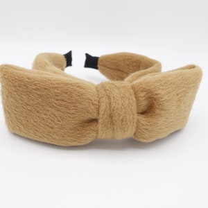 lambswool bow headband Winter fur fashion wool hairband women hair accessory