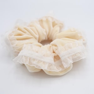 velvet scrunchies, organza edge scrunchies for women