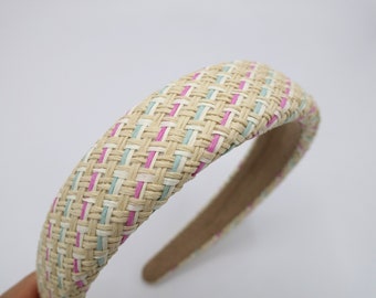 Woven Straw Headband, Padded Rattan Headband for Women