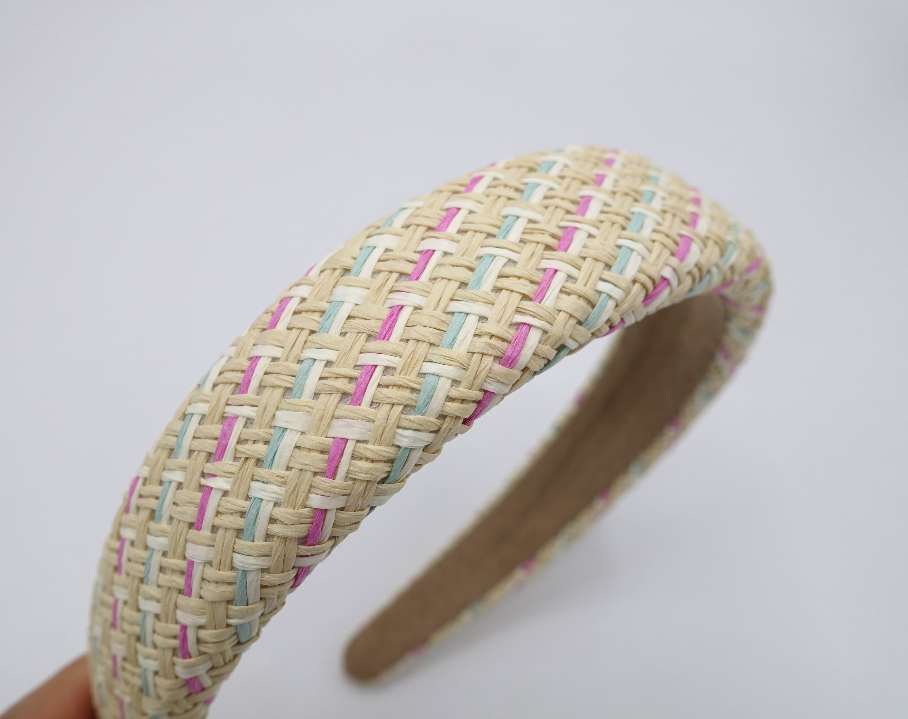 3 Pack Boho Rattan Woven Padded Headbands for Women Amazon.com : Wide Braided Straw Headbands for Women Chunky  main image 3