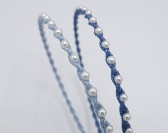 pearl thin headband, pearl twist headband , causual headband for women