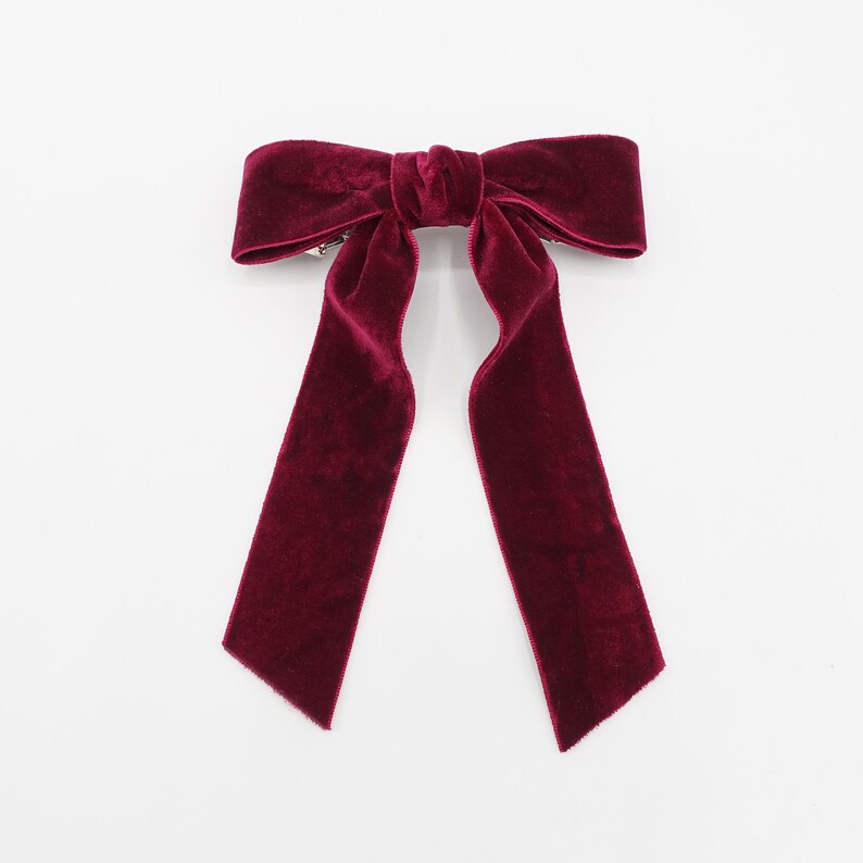Velvet Hair Bow With Tail Double Faced Velvet Basic Women Hair Etsy