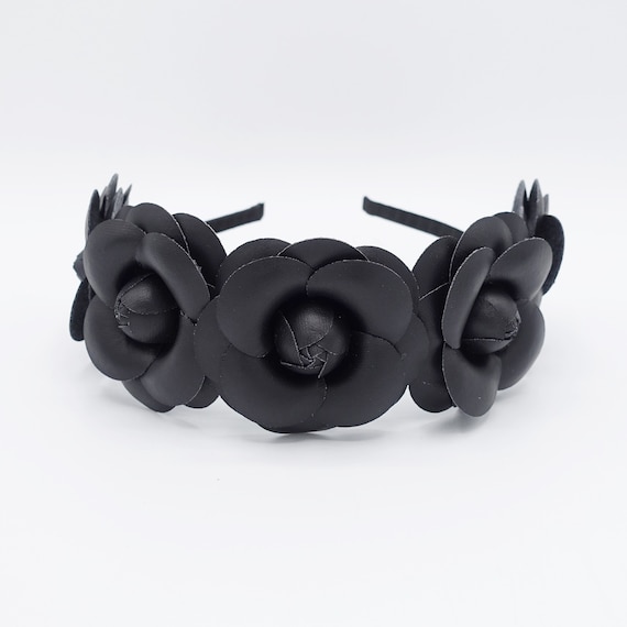 Five Camellia Headband Black Camellia Hairband - Etsy display picture 3