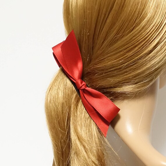 Handmade Glossy Satin Thin Bow Banana Hair Clip Simple Bow Etsy