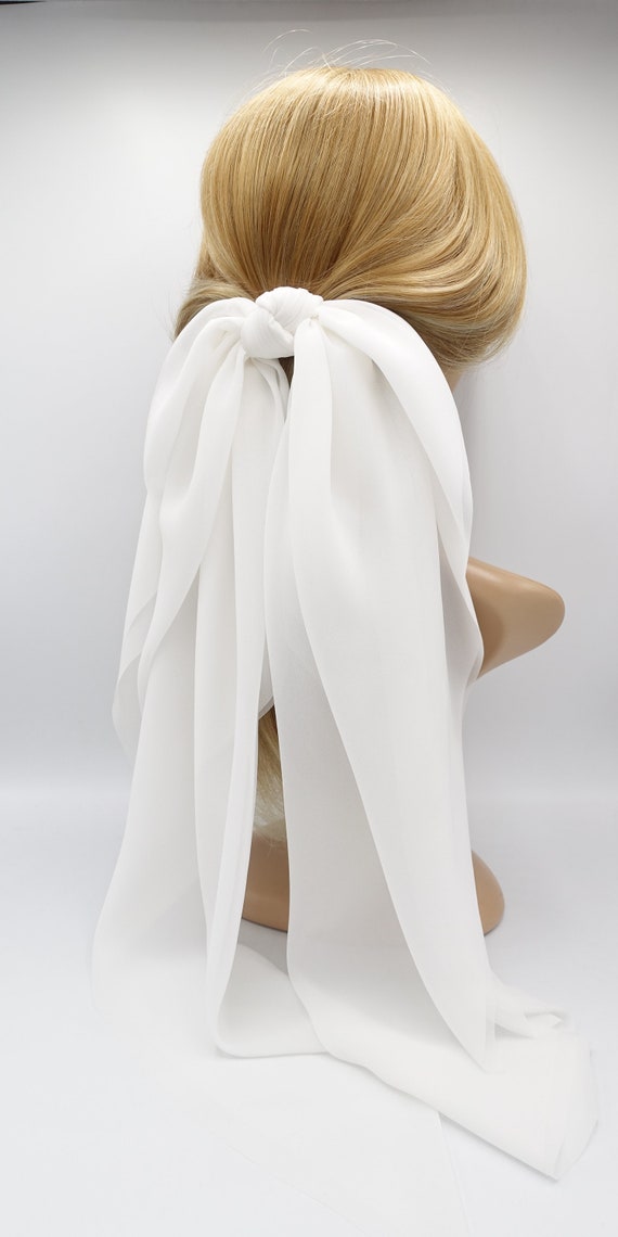 25 Inches Super Long Drape Wing Chiffon Hair Bow for Women