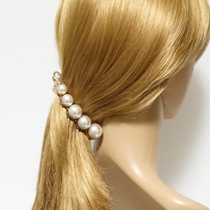 Sleek pearl ball decorated banana hair clip elegant women hair accessory