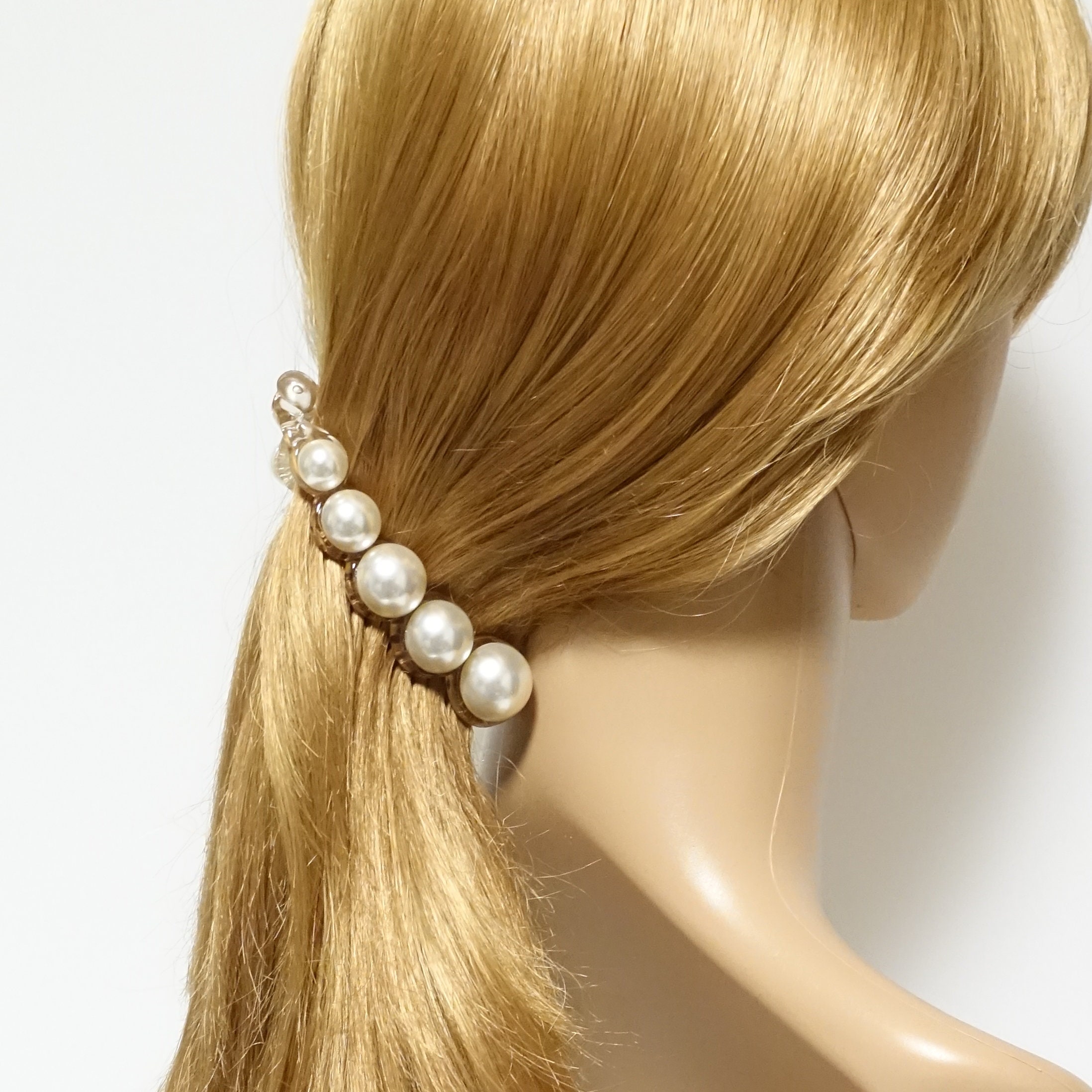 Banana Hair Clip with Pearl Embellishments for Women Pearl Flower Banana Hair Clip: Elegant Hair Accessory - Etsy main image 2