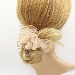 lace organza layer scrunchies double edge scrunchies hair elastic for women