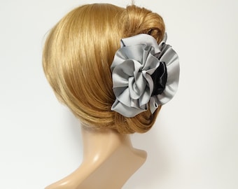 Handmade Grosgrain Flower Bow Two Tone Hair Jaw Claw Clip Women Gift Hair Accessories